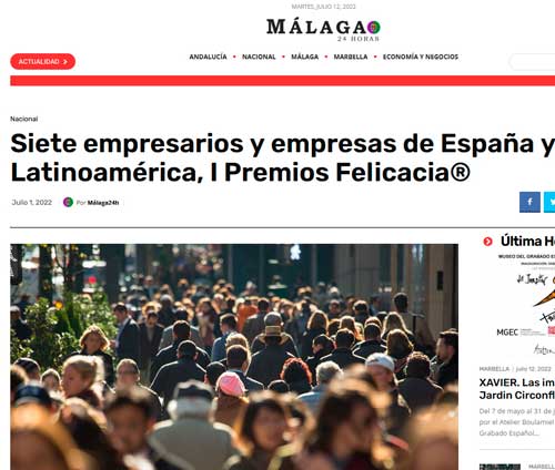 Artículo publicado en Málaga 24H sobre los I Premios Felicacia®