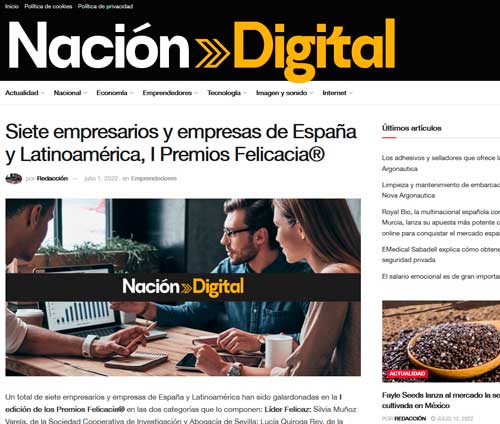 Artículo publicado en Nación Digital sobre los Iº Premios Felicacia